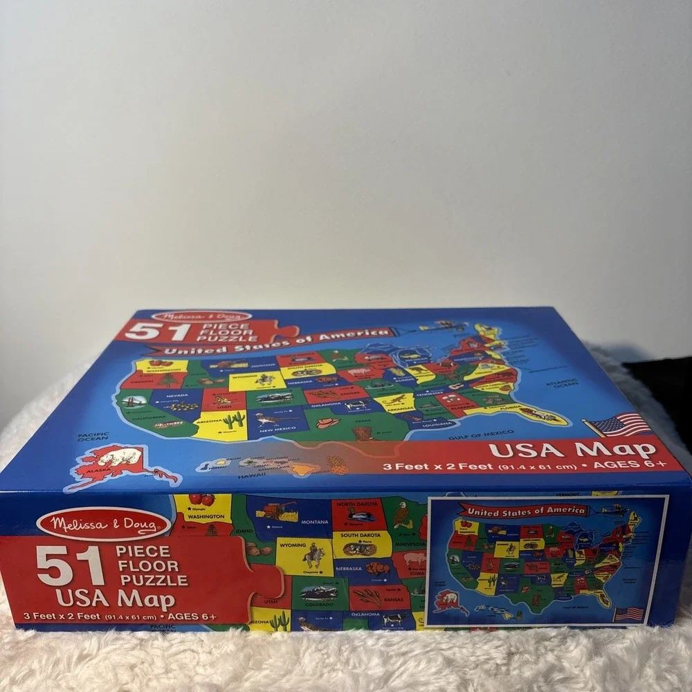 Melissa & Doug USA Map Floor Puzzle 51 PCS Ages 6+
